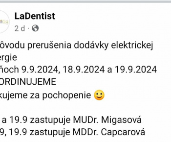 Aktuality / zatvorené ambulancie a lekáreň z dôvodu prerušenia distribúcie elektriny v našej obci 9.9.2024 - foto