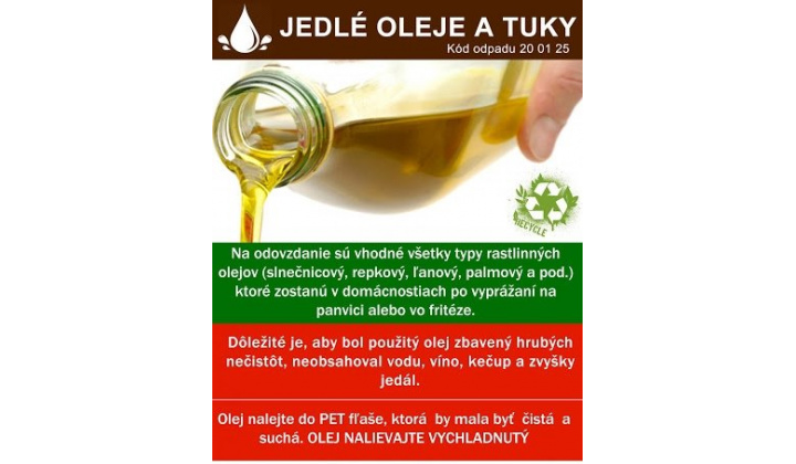 odvoz jedlých olejov v PET fľašiach